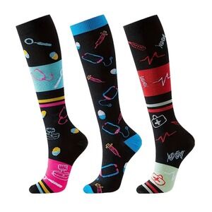 Unisex 20-30 mmHg Compression Socks SM/MED Knee High Medical 3 Pack Whimsigoth